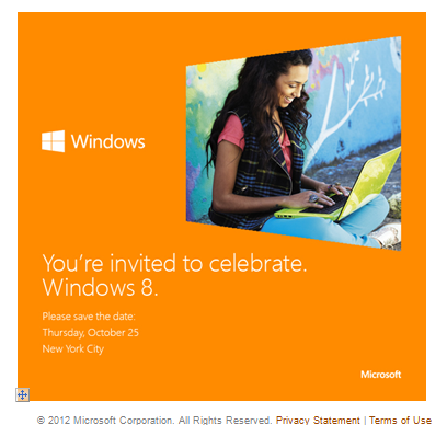 微软已经证实10月25日正式发布Windows 8系统
